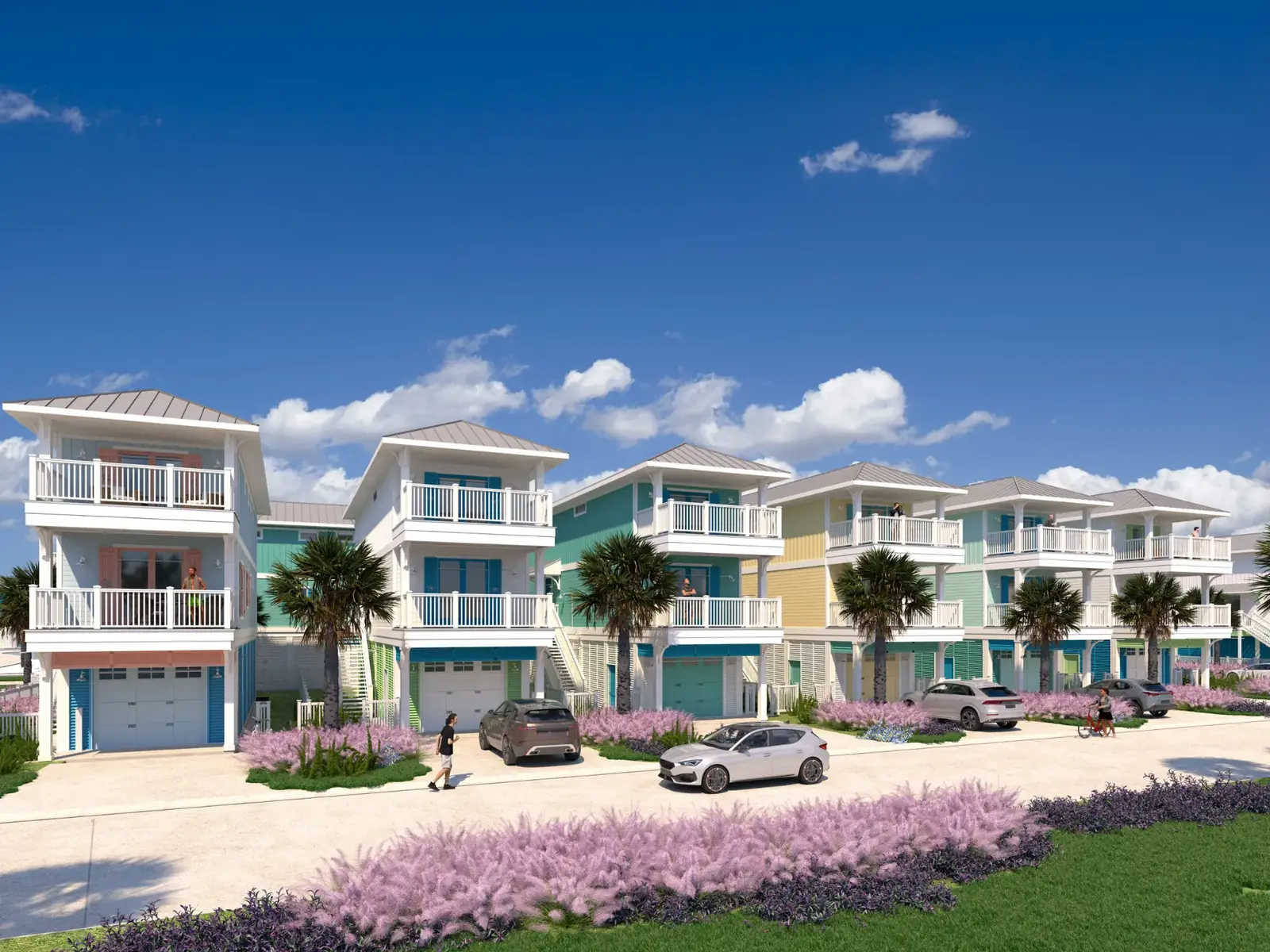 Rendering of the Beach Bungalows near the Gulf in Crystal Beach, a ferry ride from Galveston