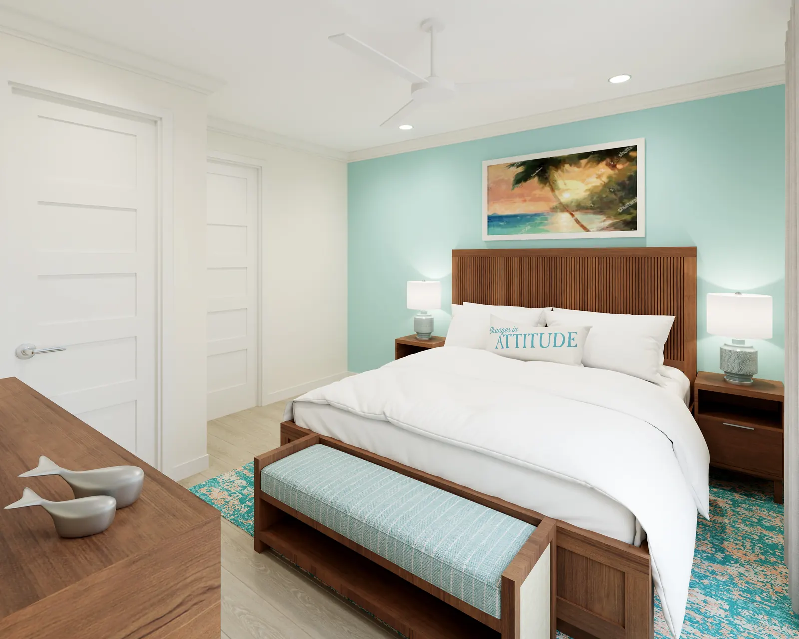 Calm Coastal guest bedroom rendering
